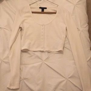 Crop top button down white